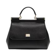 Medium Sicily Bag In Dauphine Calfskin Dolce & Gabbana , Black , Dames