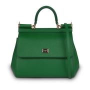 Sicily Mini Leren Tote Dolce & Gabbana , Green , Dames