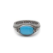 Vintage Turquoise Zegelring Nialaya , Gray , Heren