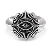Men's Vintage Evil Eye Ring with Clear Crystal Nialaya , Gray , Heren