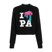 Zwarte Sweater met Logo Print Palm Angels , Multicolor , Dames