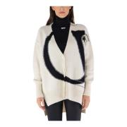 Luxe Logo Cardigan Off White , Beige , Dames
