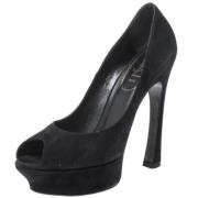 Pre-owned Suede heels Yves Saint Laurent Vintage , Black , Dames