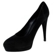 Pre-owned Suede heels Yves Saint Laurent Vintage , Black , Dames