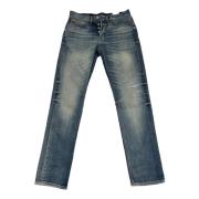 Slim Fit Mid Blue Jeans met knoopsluiting Denham , Blue , Heren