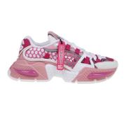Witte en Roze Airmaster Sneakers Dolce & Gabbana , Multicolor , Dames