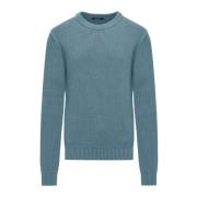 Geribbelde katoenen crew neck sweater BomBoogie , Blue , Heren