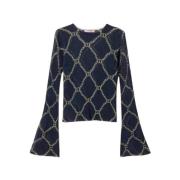 Blauwe Chain Print Sweaters Twinset , Blue , Dames