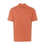 Slim Fit Katoenen Polo Shirt Fedeli , Orange , Heren