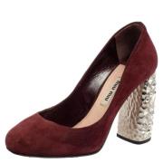 Pre-owned Suede heels Miu Miu Pre-owned , Red , Dames
