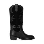 Zwarte Leren Texaanse Laars Via Roma 15 , Black , Dames