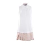 Witte Mouwloze Polo Jurk met Micro Check Patroon Thom Browne , White ,...