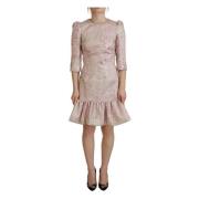 Roze Jacquard Sheath Midi Jurk Dolce & Gabbana , Pink , Dames