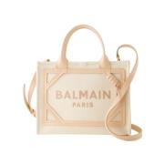 Canvas Kleine Shopper Tas met Verstelbare Schouderband Balmain , Beige...