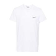 Witte Logo T-shirt met Ronde Hals Balmain , White , Heren