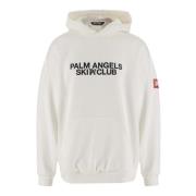 Witte Katoenen Hoodie met Logo Details Palm Angels , White , Heren