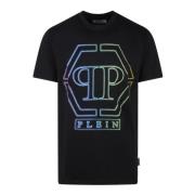 Kristalversierd Hexagon T-Shirt Philipp Plein , Black , Heren