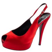 Pre-owned Satin heels Giuseppe Zanotti Pre-owned , Red , Dames