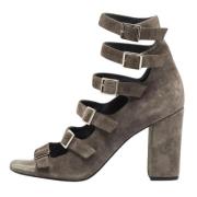 Pre-owned Suede sandals Yves Saint Laurent Vintage , Gray , Dames