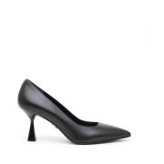 Zwarte Leren Julia Decolté 8cm Hak Sergio Levantesi , Black , Dames