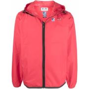 Rode Nylon Windbreaker Jas met K-Way Print Comme des Garçons , Red , H...