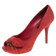 Pre-owned Suede heels Louis Vuitton Vintage , Red , Dames