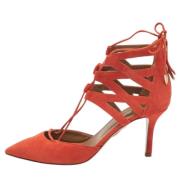 Pre-owned Suede heels Aquazzura Pre-owned , Orange , Dames