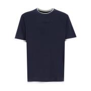 Katoenen Crew-neck Geborduurd T-shirt Brioni , Blue , Heren