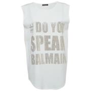 Pre-owned Cotton tops Balmain Pre-owned , White , Dames