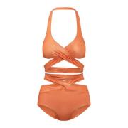 Glanzende Gekruiste Badpak Alessandro Vigilante , Orange , Dames