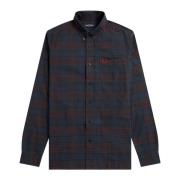 Authentiek Oxford Tartan Overhemd French Navy-S Fred Perry , Multicolo...