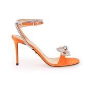 Satijnen sandalen met kristallen Mach & Mach , Orange , Dames