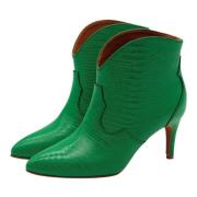 Selene Groene Enkellaarzen met Stiletto Hak Toral , Green , Dames