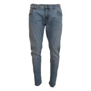 Blauwe Wassing Slim Fit Denim Jeans Dolce & Gabbana , Blue , Heren