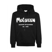 Logo Sweatshirt met Trekkoord Capuchon Alexander McQueen , Black , Her...