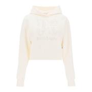 Cropped Hoodie met Monogram Borduursel Palm Angels , White , Dames