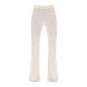 Monogram Lurex Gebreide Broek Palm Angels , Beige , Dames