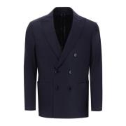 Gestreepte Wol Double Breasted Blazer Etro , Blue , Heren