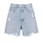 Vintage Denim Shorts met Rauwe Zoom Agolde , Blue , Dames