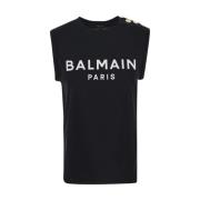 Sleeveless Tops Balmain , Black , Dames