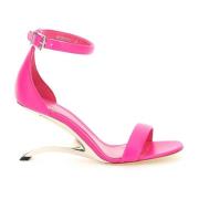 Leren Sandalen met Verstelbare Gesp Alexander McQueen , Pink , Dames