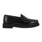 Leren Moccasin met Rubberen Zool Tod's , Black , Heren