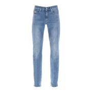 Stretch Denim Slim Fit Jeans met Metalen Medusa Details Versace , Blue...