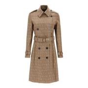 Allover Double Breasted Trenchcoat Versace , Beige , Dames