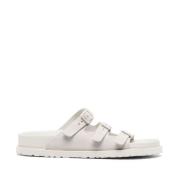 Gegrainde Leren Slippers Birkenstock , White , Heren