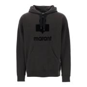 Oversized Miley Hoodie met Flocked Logo Isabel Marant , Black , Heren