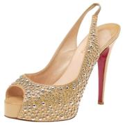 Pre-owned Leather sandals Christian Louboutin Pre-owned , Beige , Dame...