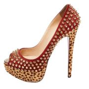 Pre-owned Suede heels Christian Louboutin Pre-owned , Red , Dames