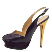 Pre-owned Leather sandals Yves Saint Laurent Vintage , Purple , Dames