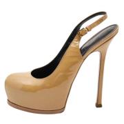 Pre-owned Leather heels Yves Saint Laurent Vintage , Beige , Dames